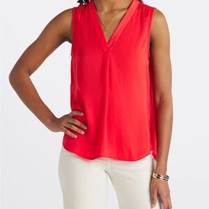 Vince Camuto Red V Neck Sleeveless Blouse